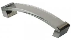 Ручка-скоба 160мм, стекло+металл, хром