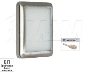 Светильник светодиодный квадратный, хром, коннектор JB-LED, 12V, теплый белый 3200К, 1.4W: SLS18 LEDW