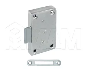 Замок мебельный, выдвижной + отв. планка, никель матовый: F-441.G5