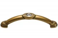 Ручка-скоба 96мм, отделка бронза античная французская + горный хрусталь