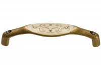 Ручка-скоба 128мм, отделка бронза &quot;Флоренция&quot; + бежевая эмаль