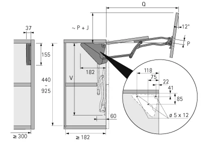 Hettich: 9079607: Подъемный механизм Lift Advanced HF, H551-610