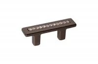 Ручка-скоба 32мм, отделка никель глянец воронёный + горный хрусталь