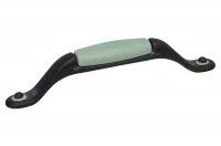 Ручка-скоба 128мм, отделка железо чернёное c декапе + керамика зеленая (2 винта М4х22.5 + 2 винта М4х25)