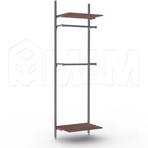 KALI, 1 секция, 2 прямые стойки, узкий профиль, для 2-х деревянных полок, для 2-х овальных штанг, бронза: KL43SET3BR