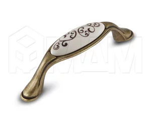 Ручка-скоба 96мм бронза состаренная/керамика коричневые узоры: WMN.77.01.P4.096.D1