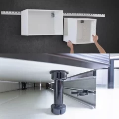 Комплект №5: Набор для кухонных шкафов из ножек с клипсами и навесов с рейкой Комплект №5: Набор для кухонных шкафов из ножек с клипсами и навесов с рейкой