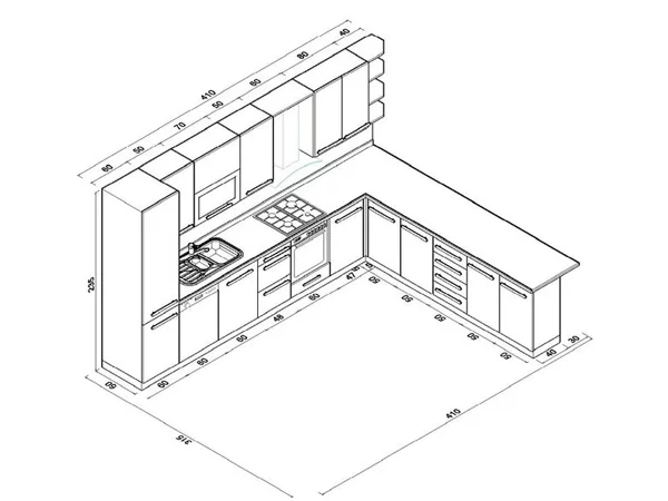 Компоновка мебели для кухни