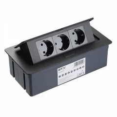 GTV: Удлинитель настольный SOFT 3 розетки AE-PBSC3GS-20 (Schucko), черный, с проводом 1,5 метра: AE-PBSC3GS-20N