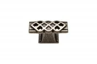 Ручка-кнопка, отделка серебро старое (1 винта М4х22 + 1 винт М4х25)