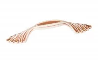 Ручка-скоба 96мм, отделка молочная с медной патиной