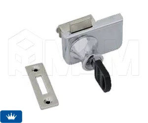 Замок-ручка для 2-х дверей, без сверления, выдвижной + отв. планка, хром: MK 417/5 CR