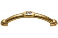 Ручка-скоба 96мм, отделка золото 24 + горный хрусталь