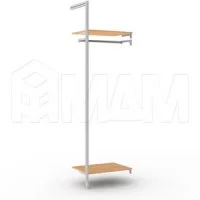 KALI, дополнительная секция, 1 L-образная стойка, для 2-х деревянных полок, для 2-х овальных штанг, серебро: KL23SET4GR