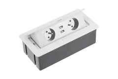 GTV: УДЛИНИТЕЛЬ ДЛЯ ОФИСА SOFT 2x розетка с заземлением, USB 2,1A, кабель с вилкой, алюминий: AE-PBSUC2GU-53