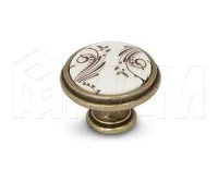 Ручка-кнопка D35мм бронза состаренная/керамика коричневые узоры: WPO.781.000.00D1