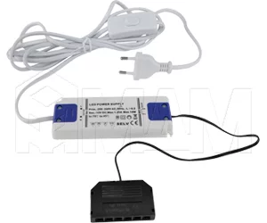 Блок питания тонкий с терминалом розеток 6 шт., тип "LED" и сетевым проводом, AC-230/DC-12V, IP31, 15W: LSA-PS12V-IP31SD-15W