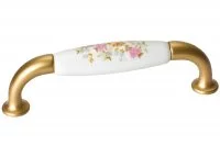 Ручка-скоба 96мм, отделка золото матовое + керамика