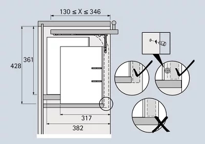Hettich: 45026: Подъемный механизм Lift Up для створок 18/19 мм, серый