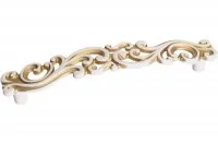 Ручка-скоба 128мм, отделка молочная с золотой патиной