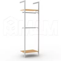 KALI, 1 секция, 2 L-образной стойки, для 2-х деревянных полок, для 2-х овальных штанг, серебро: KL23SET3GR