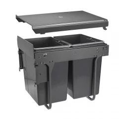 GTV: Сегрегатор для модуля 400мм (2х20L)антрацит, с креплением фасада, с доводчиком (в430мм, ш345мм, г480: PB-45-MF002x20-60A