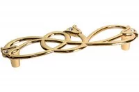 Ручка-скоба 128мм, отделка золото глянец + горный хрусталь