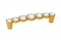 Ручка-скоба 96мм, отделка золото глянец + горный хрусталь