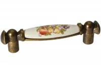 Ручка-скоба 96мм, отделка бронза старая + керамика
