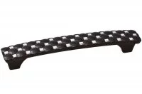 Ручка-скоба 128мм, отделка черный + горный хрусталь