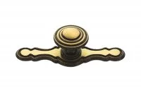 Ручка-кнопка с накладкой, отделка бронза античная