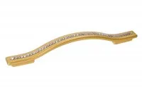 Ручка-скоба 160-128мм, отделка золото матовое + горный хрусталь