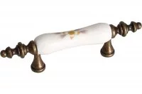 Ручка-скоба 64мм, отделка бронза античная + керамика &quot;коричневый цветок&quot;