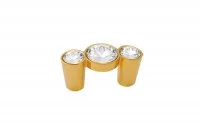 Ручка-скоба 32мм, отделка золото глянец + горный хрусталь