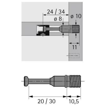 Hettich: 9046186: Дюбель быстрого монтажа DU 333 для Rastex