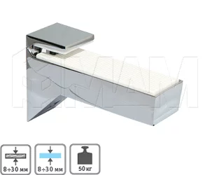 KALABRONE Менсолодержатель для деревянных и стеклянных полок 8 - 30 мм, хром (2 шт.): 1 62200 10 KB-2