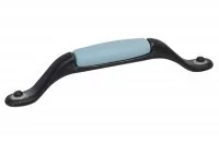 Ручка-скоба 128мм, отделка железо чернёное c декапе + керамика голубая (2 винта М4х22.5 + 2 винта М4х25)