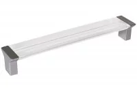 Ручка-скоба 160мм, отделка хром матовый + транспарент прозрачный