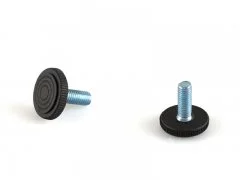 PI01 Опора с кругл. пластик. основ., М6, L=20 мм, сталь, черн.