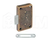 Замок мебельный, выдвижной + отв. планка, бронза состаренная: F-441.G4 Замок мебельный, выдвижной + отв. планка, бронза состаренная: F-441.G4