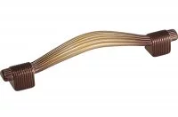 Ручка-скоба 96мм, отделка золото с "бордо"