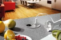 Встраиваемый блок TWIST 2S (2 розетки Schuko, 220В), отделка сталь нержавеющая/чёрный