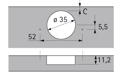 Hettich: 77645: Петля Intermat 9936 угол корпуса W20 угол 95°, чашка TH42 диаметр 35, вкладная навеска (B-9)