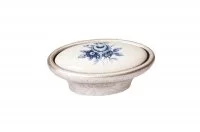 Ручка-кнопка, отделка серебро старое + керамика