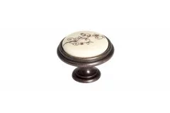 Ручка-кнопка, отделка бронза темная + керамика: P77.Y01.G1.MB1G