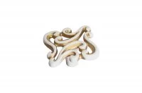 Ручка-кнопка, отделка молочная с золотой патиной