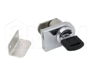 Замок для 1-ой двери, со сверлением, поворотный + отв. планка, хром: 410-4 CR