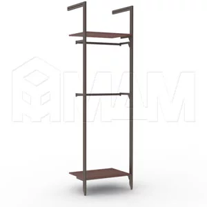 KALI, 1 секция, 2 L-образной стойки, для 2-х деревянных полок, для 2-х овальных штанг, бронза: KL23SET3BR