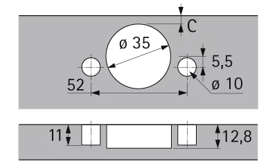 Hettich: 1058547: Петля Intermat 9944 угол 125°, чашка TH43 диаметр 35, накладная навеска (B12, 5)
