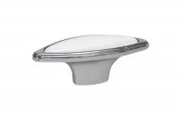 Ручка-кнопка, отделка хром глянец + керамика